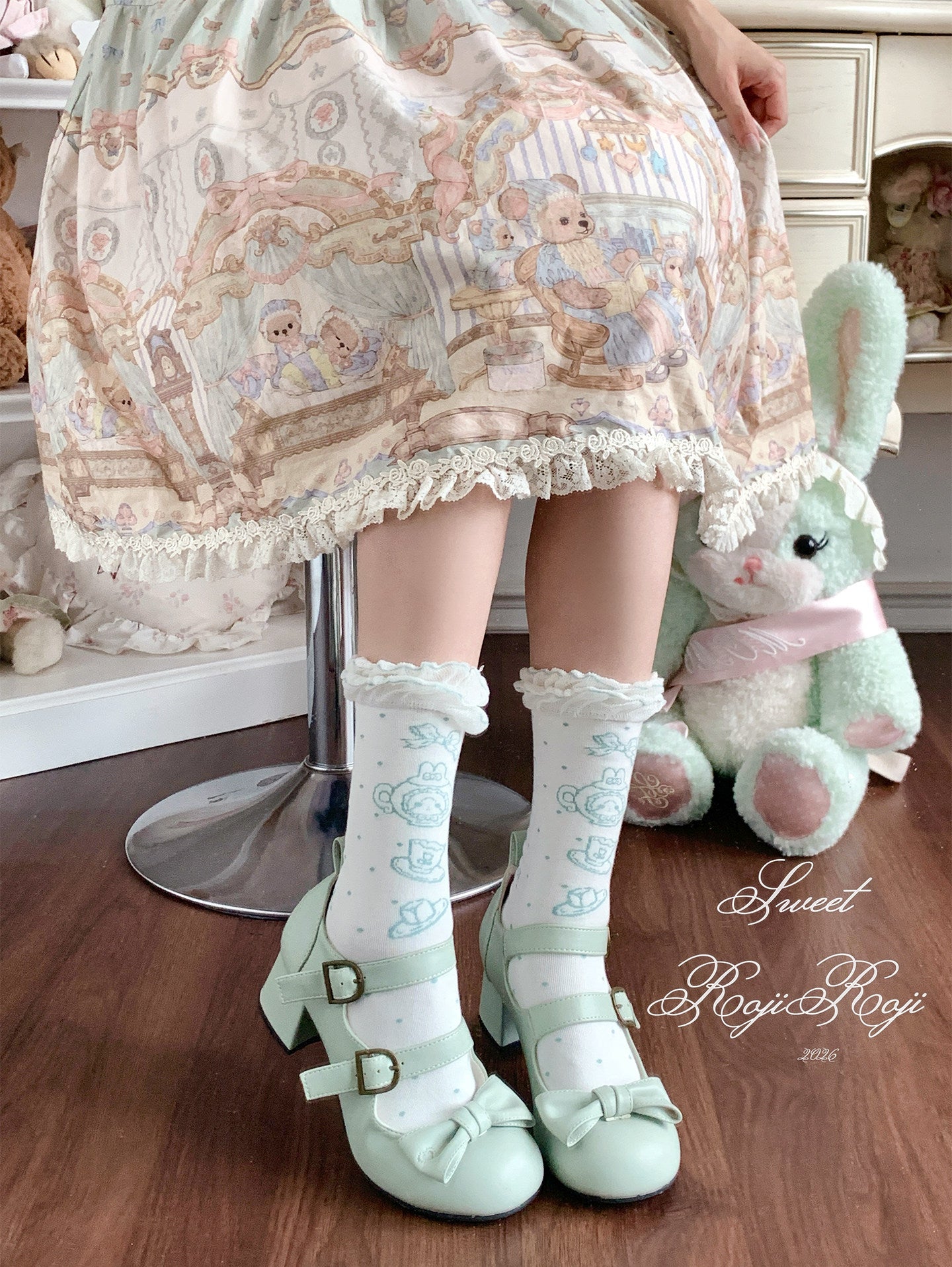 Roji Roji - Momo Storybook Lolita Lace Socks socks Roji Roji Green