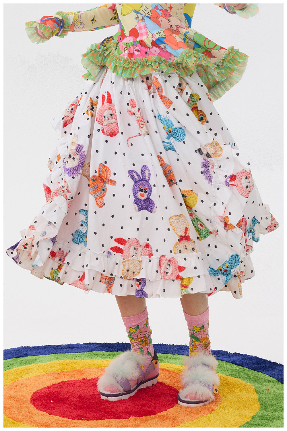 tntntutu - Polka Crochet A-Line Skirt skirt tntntutu