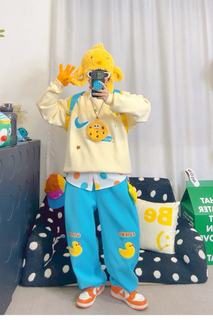 KURIOSITAET 杏色卫衣冬无帽刺绣 sweatshirt KURIOSITAET