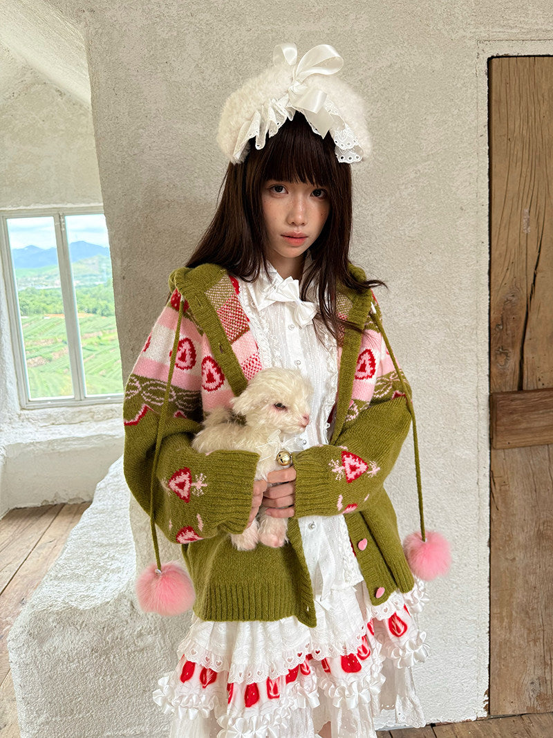 Daytoday Everyday Institute - Strawberry Matcha Cake Cardigan coat daytoday everyday institute