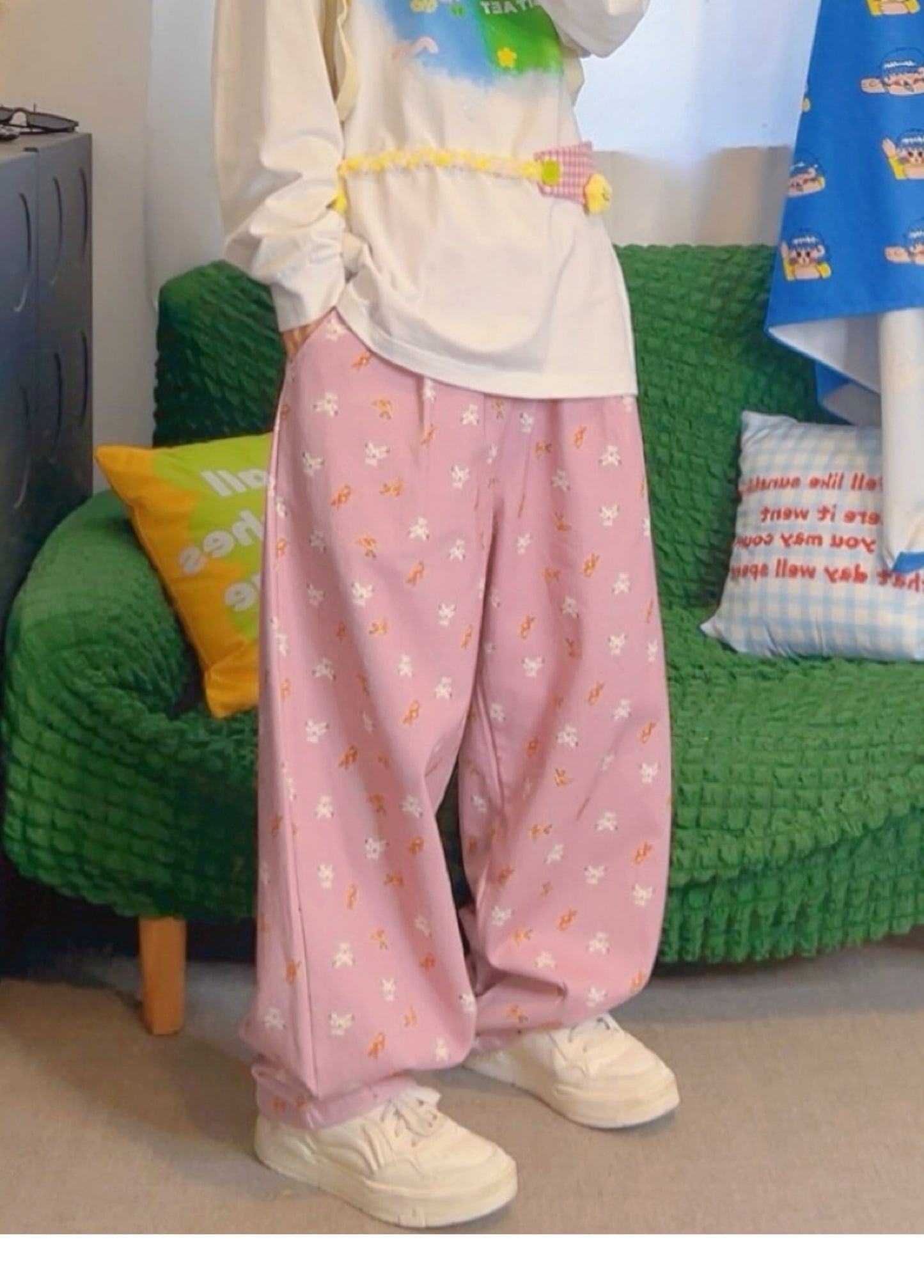 KURIOSITAET - Decora Kei Dopamine Pink Relaxed Work Pants pants KURIOSITAET