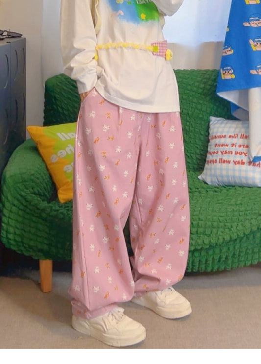 KURIOSITAET - Decora Kei Dopamine Pink Relaxed Work Pants pants KURIOSITAET