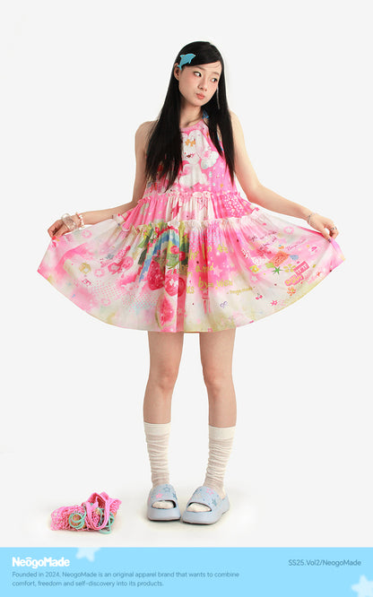 NeogoMade Halter Mini Dress | Sweet Holiday Style Dress | Ruffles and Bows Dress dress NeogoMade