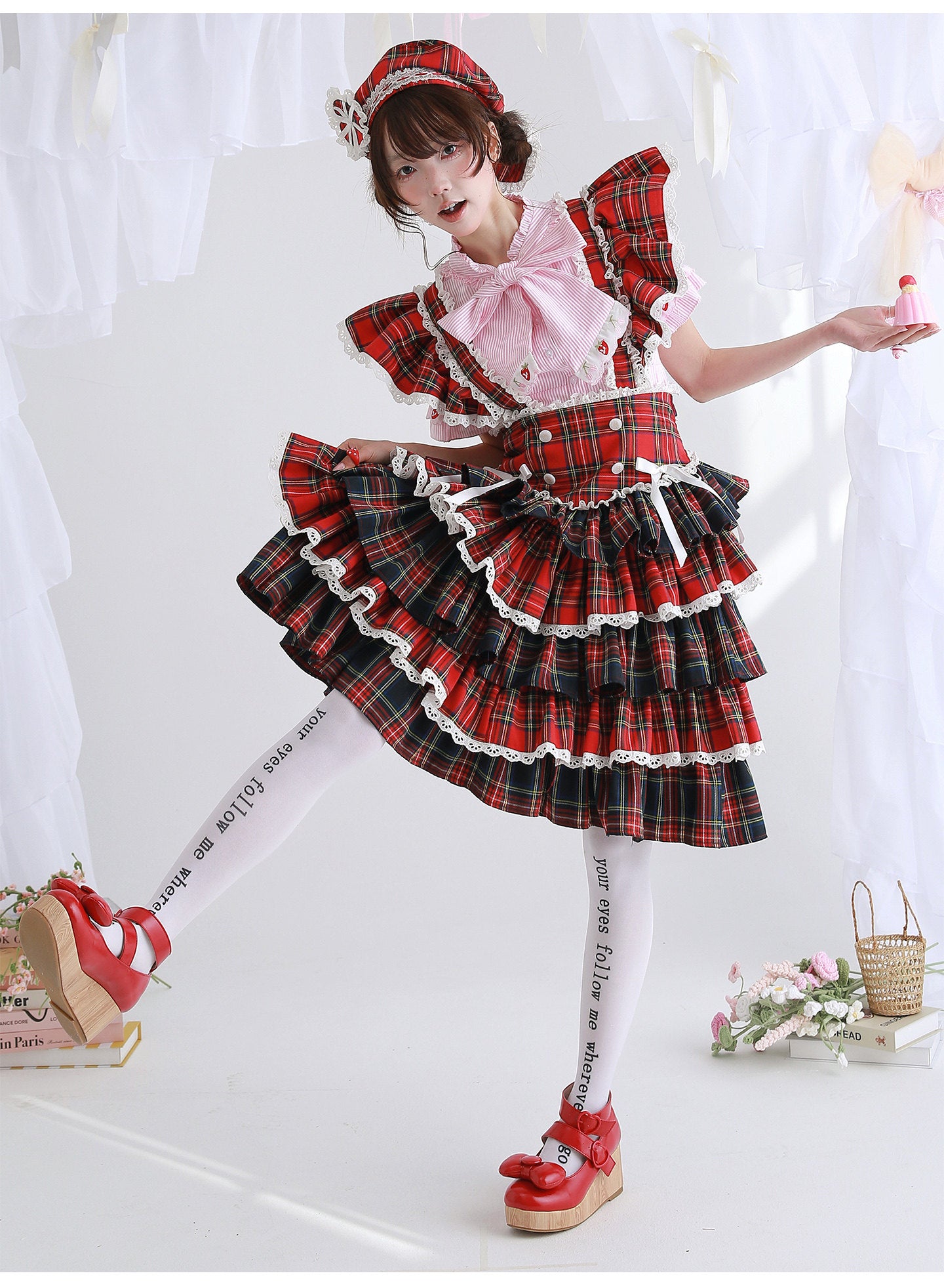 SOS MEME CLUB - Red Suspender Puff Dress dress SOS MEME CLUB