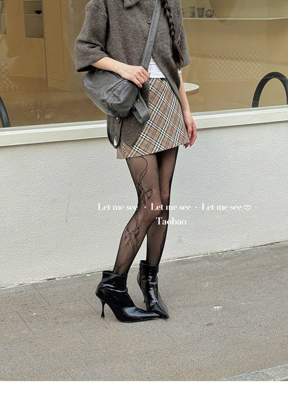 LET ME SEE - Y2K Bow Lace Tights Subculture Mesh Pantyhose tights let me see