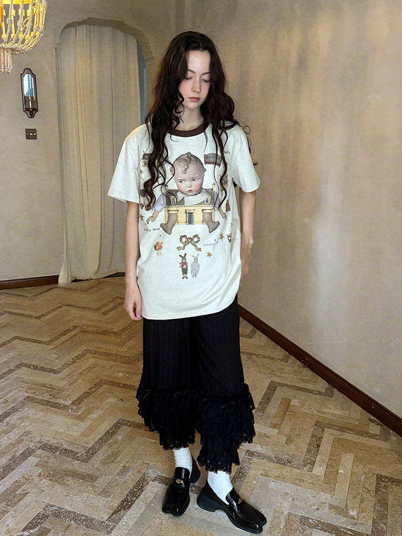 Vintagecore Oversized Tee – Doll Print tshirt daytoday everyday institute