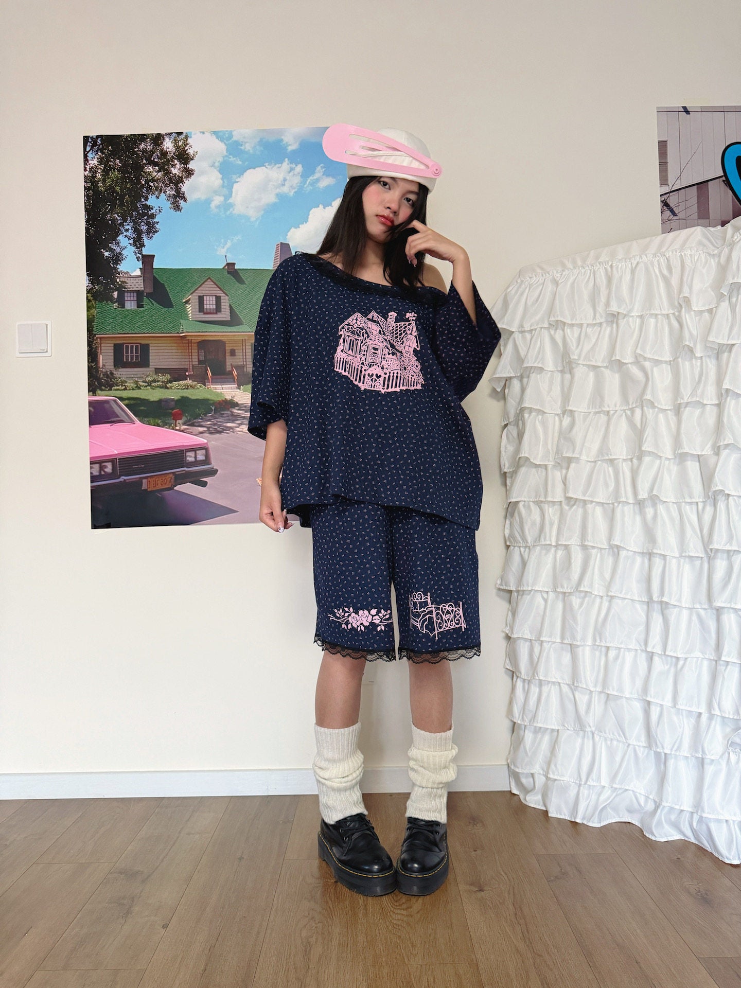 Bunnybunnygun - Floral Waffle Knit Shorts shorts bunnybunnygun