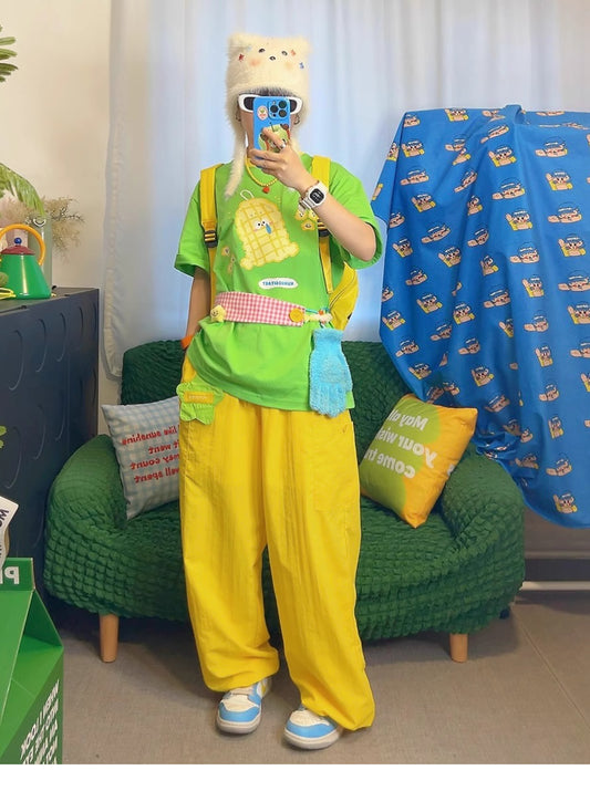 KURIOSITAET - Decora Kei Green Graphic T-Shirt tshirt KURIOSITAET