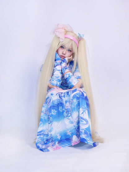 LEERROO - Blue Cyber Print Dress dress Leerroo
