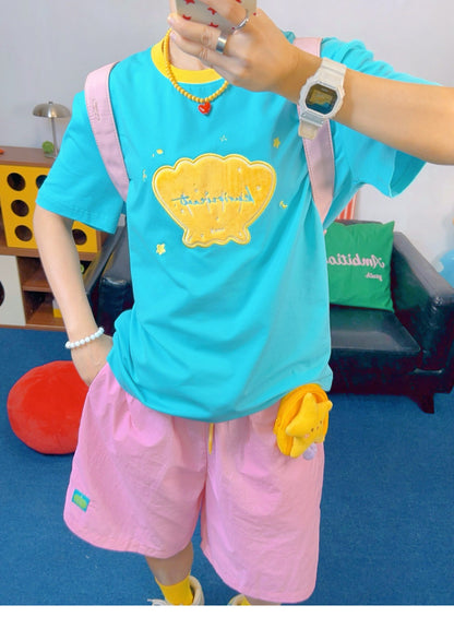KURIOSITAET - Pink Colorblock Sport Shorts shorts KURIOSITAET