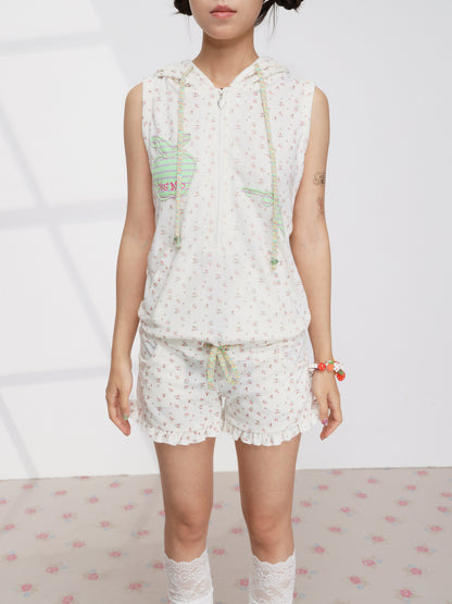 FRUITS - Apple Patch Floral Romper overall Fruits