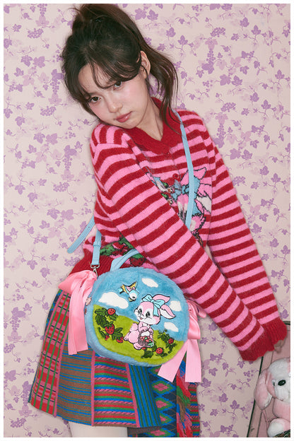tntntutu - Kidcore Blue Bunny Plush Crossbody Round Bag bag tntntutu