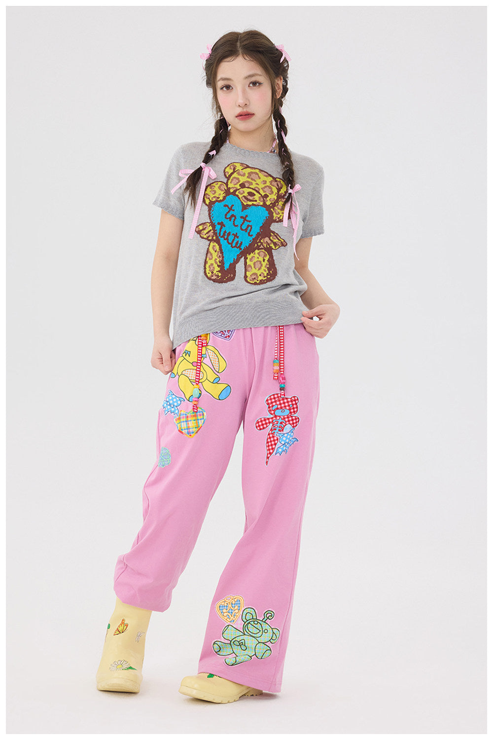 tntntutu - Pink Patchwork Bead Sweatpants pants tntntutu