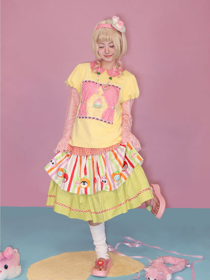 Lulululu - Yellow Polka Puff Tee shirt LULULULU