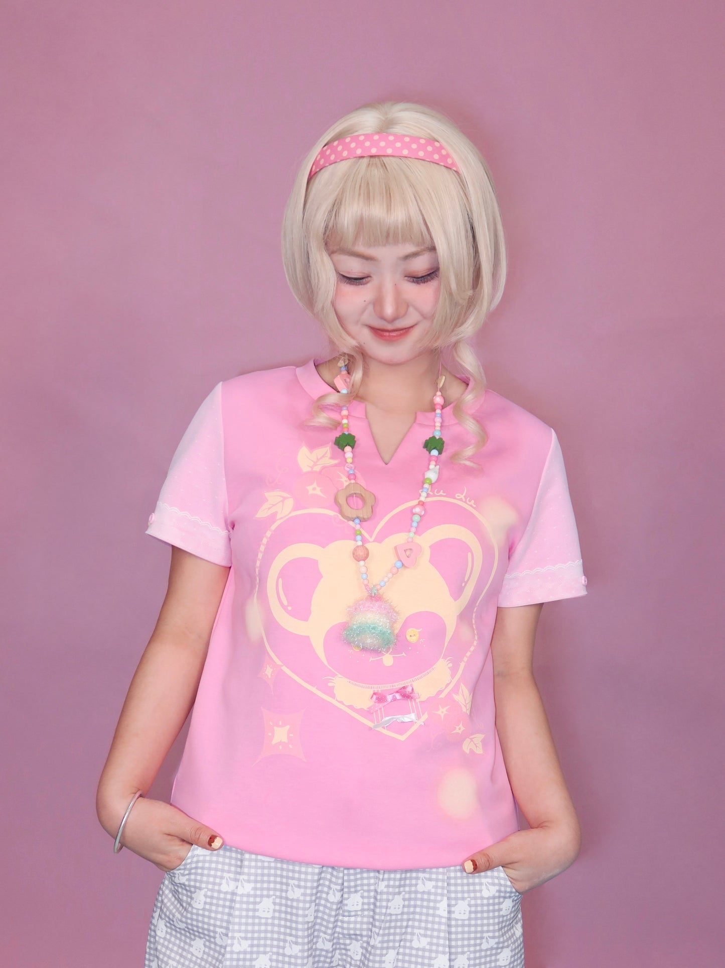 Lulululu - Pink Mouse Print Tee shirt LULULULU