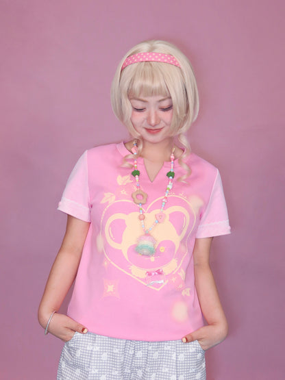 Lulululu - Pink Mouse Print Tee shirt LULULULU