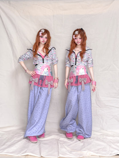 YJM with biubiu - Berry Jam Bow Stripe Pants pants YJM with biubiu