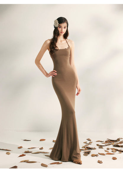 YZZI HE - “Evening Blossom” Halter Mermaid Knit Dress dress YZZI HE