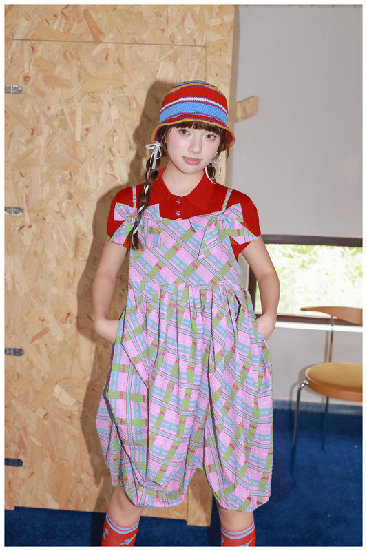 Tntntutu - Kawaii Pink Plaid Bow Strap Dress dress tntntutu