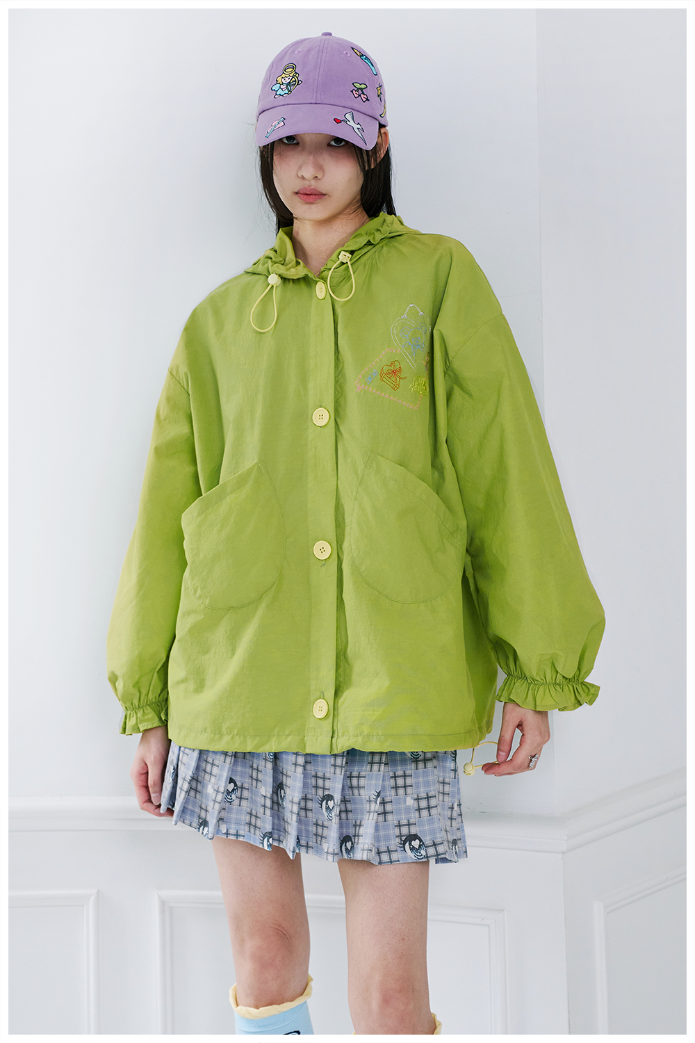 tntntutu Green Bear Hoodie | Embroidered Summer Hoodie | Lightweight Sun Protection Jacket jacket tntntutu