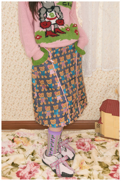 tntntutu - Fuzzy Bear Jacquard Skirt Short & Long skirt tntntutu