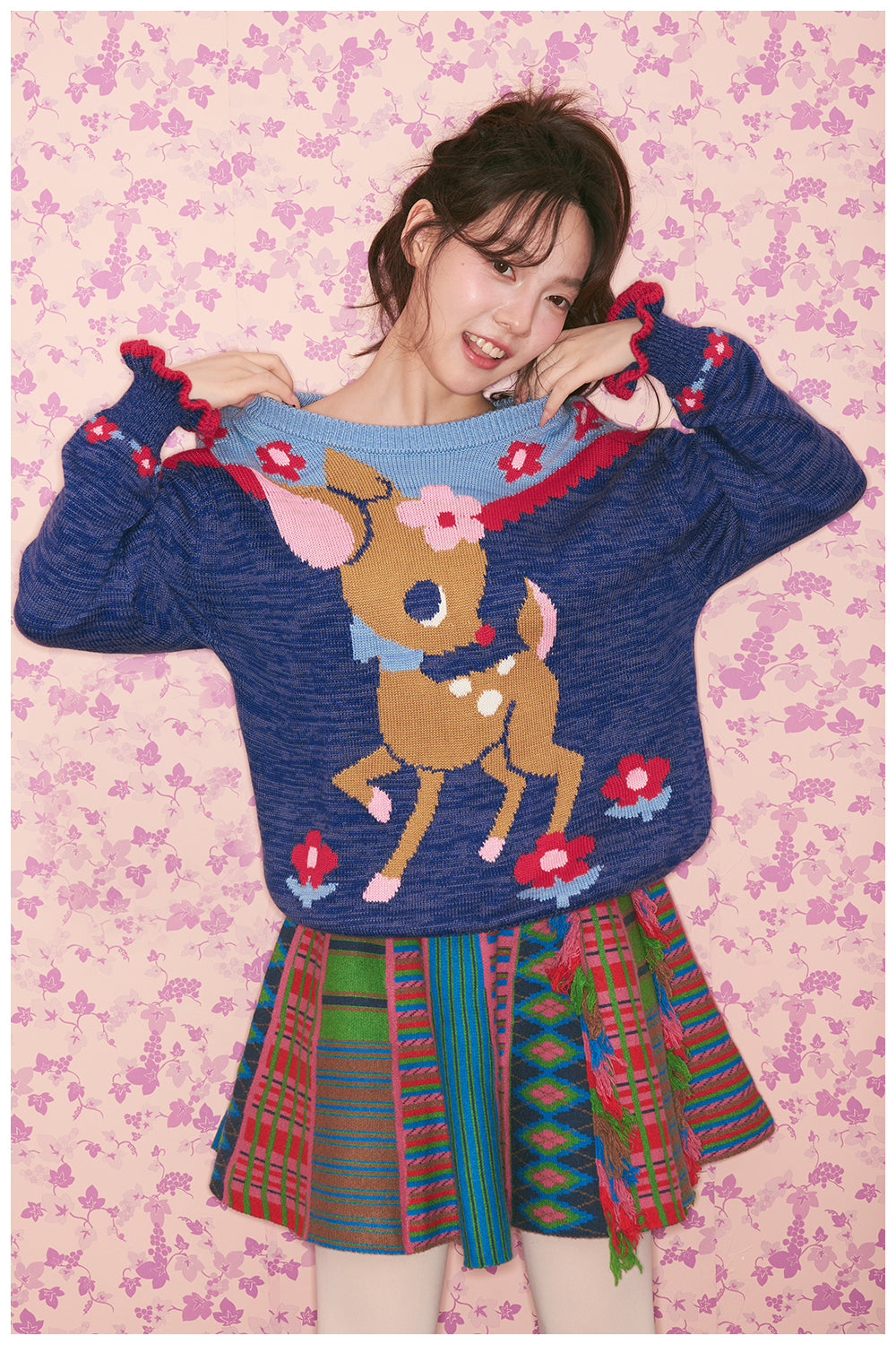 tntntutu - Kawaii Colorful Plaid Knit Fringe Skirt skirt tntntutu