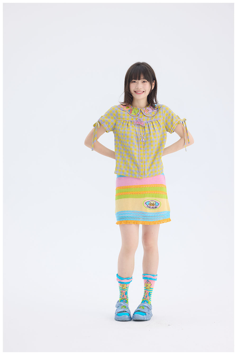tntntutu - Animal Embroidery Plaid Blouse | Kawaii Harajuku Peter Pan Collar Shirt shirt tntntutu