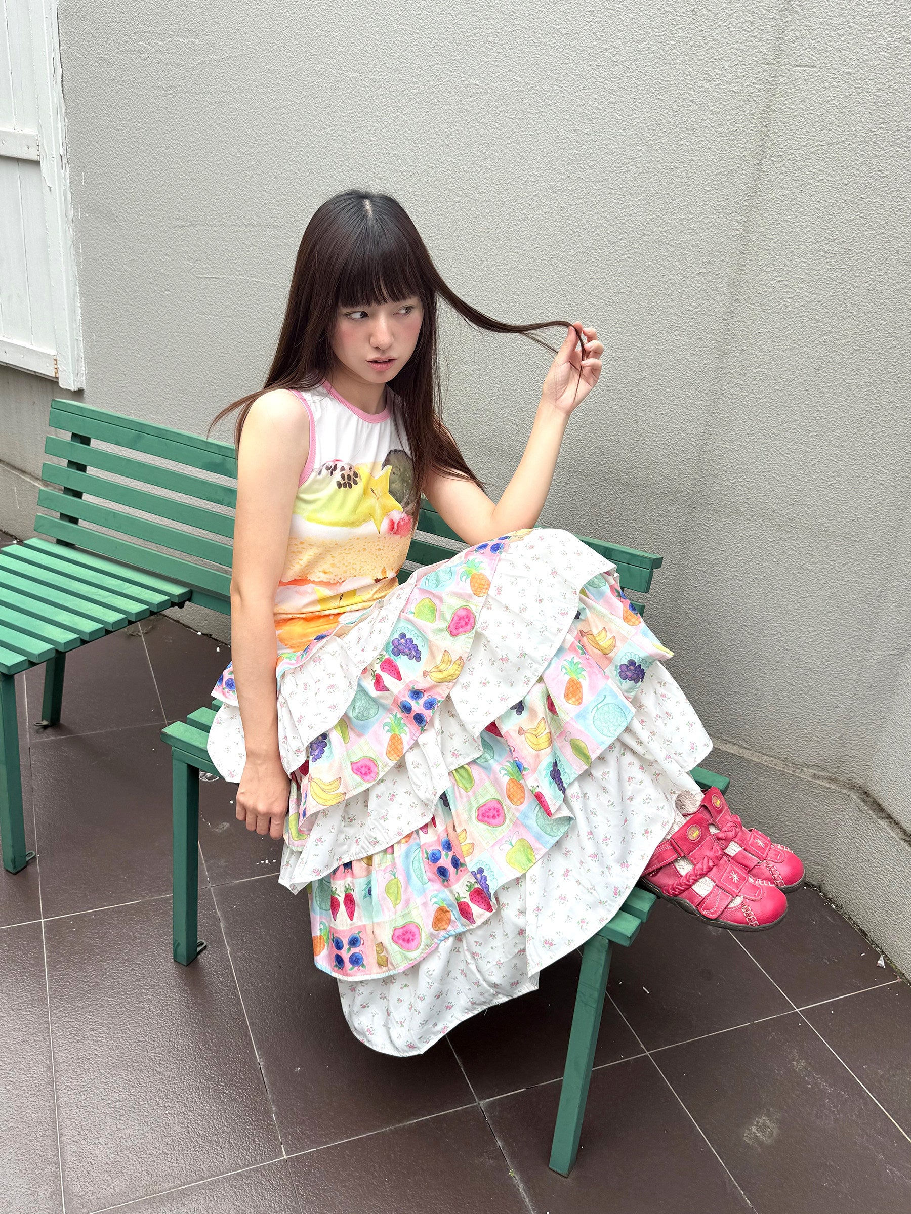 FRUITS - Fruit Floral Layered Cake Skirt | Kawaii Japanese Girly Maxi Skirt skirt Fruits