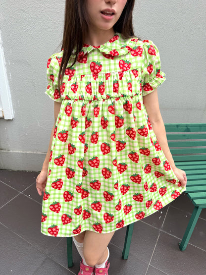 FRUITS - Strawberry Plaid Doll Collar Dress | Kawaii Japanese Girly Dress dress Fruits