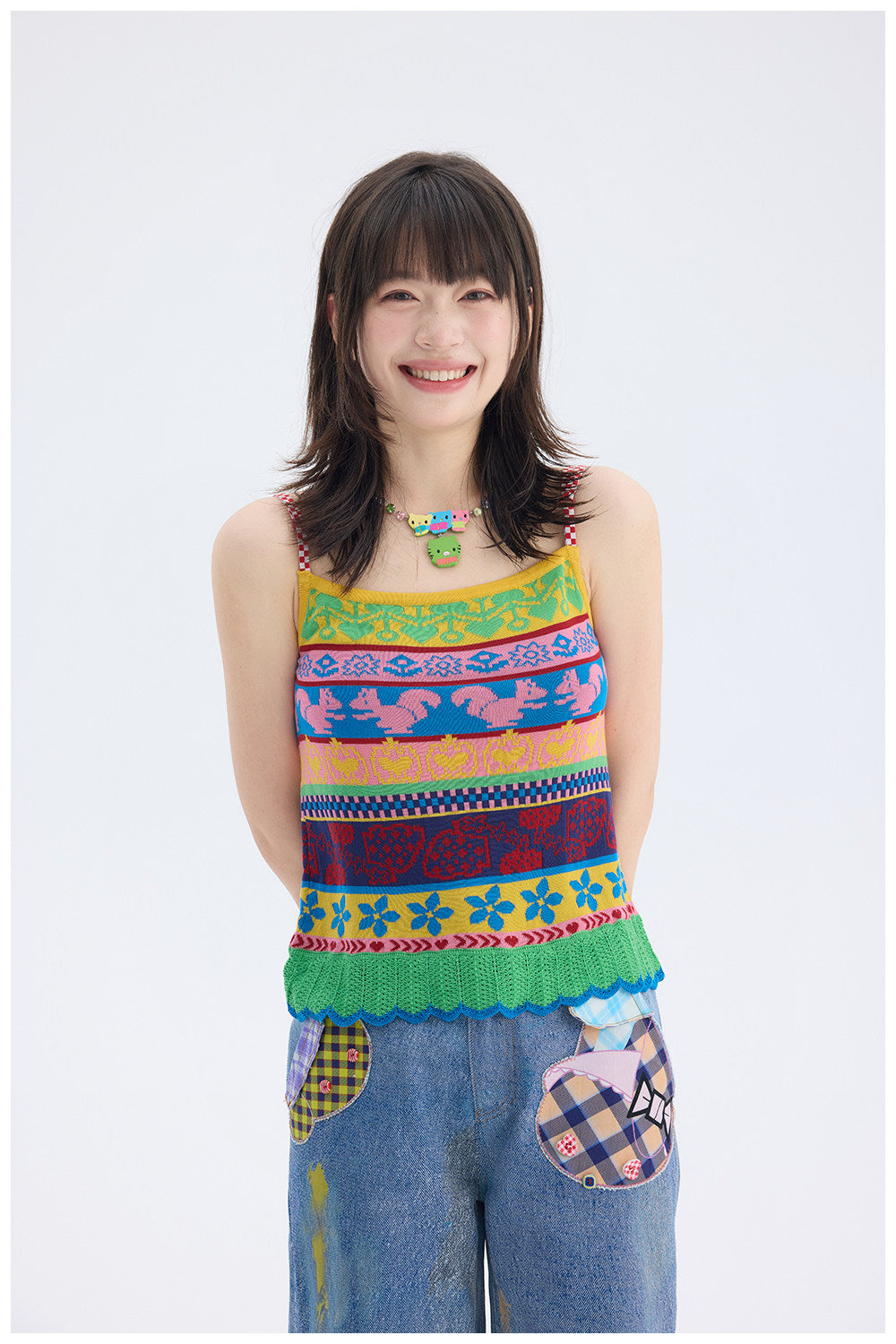 tntntutu - Colorful Fair Isle Knit Tank Top | Kidcore Fairy Kei Harajuku Vest camisole tntntutu