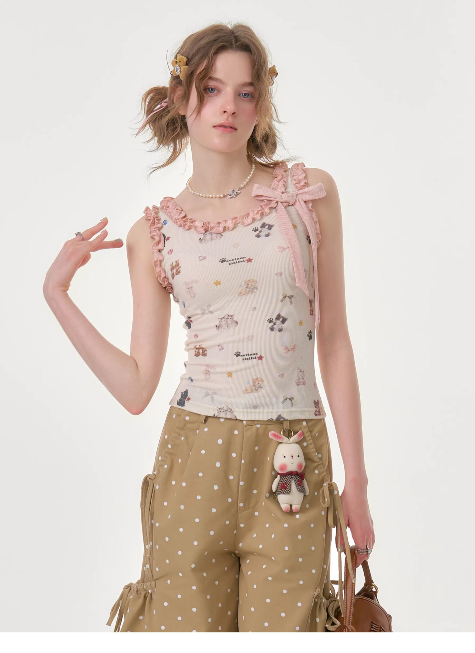 ziziFei - Cat Garden Ruffle Cami Top camisole ziziFei