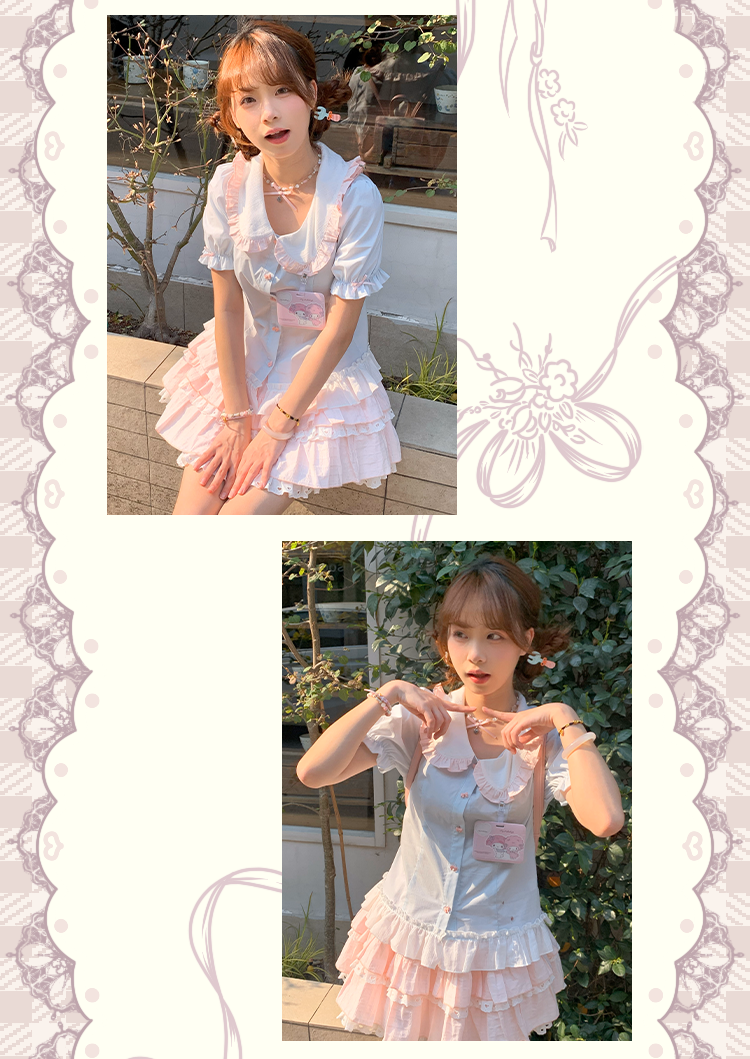 Sinsingirl - Kawaii Bunny Academy Shirt & Mini Skirt Set set sinsingirl