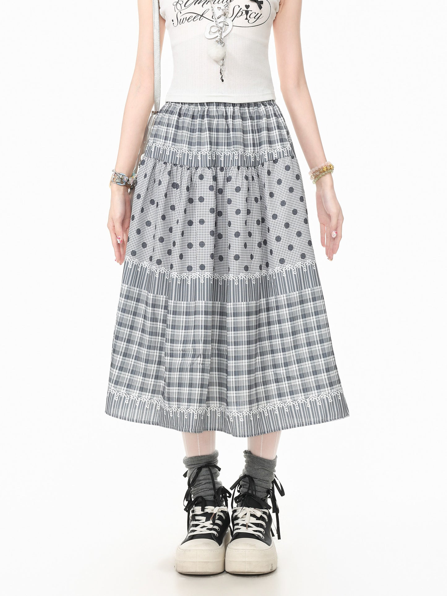 Languid Park - Polka Dot Plaid Puff Skirt