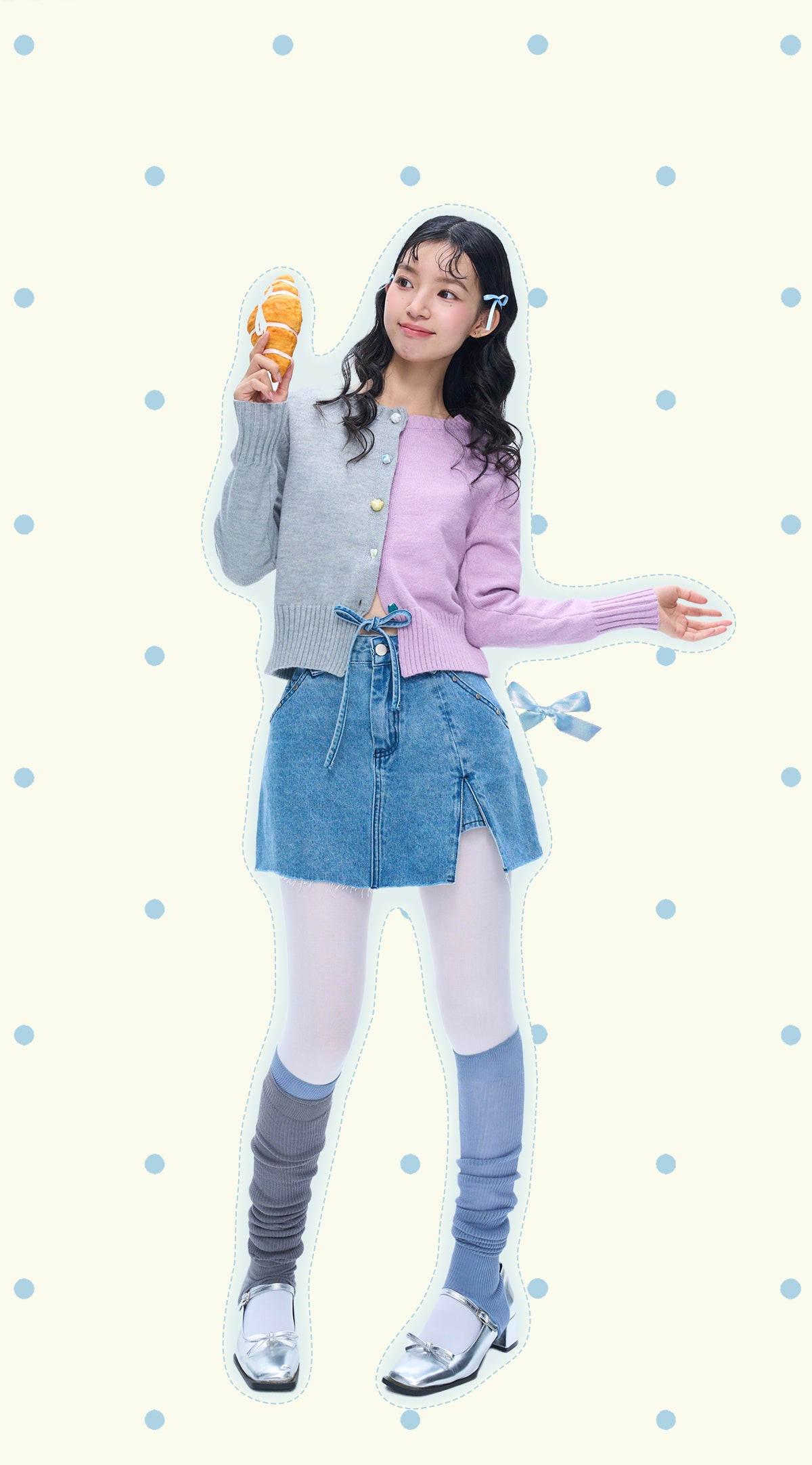 MOF Gift - HalfHalf Patchwork Knit Cardigan Panel cardigan MOF Gift