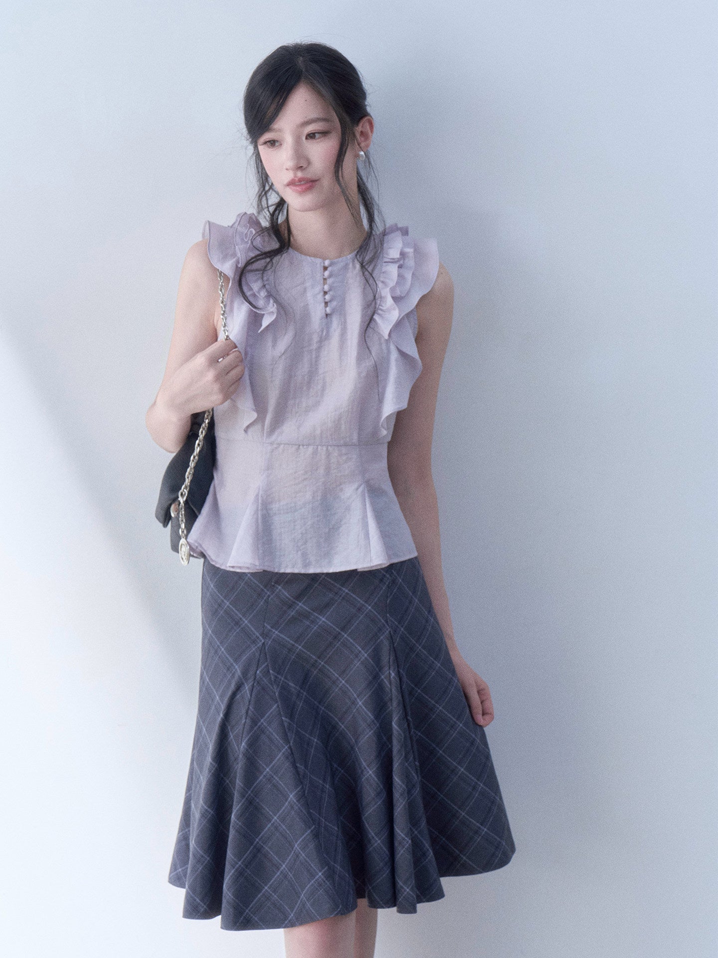 SOS SEAMSTRESS - Lilac Ruffle Crop Top shirt SOS SEAMSTRESS