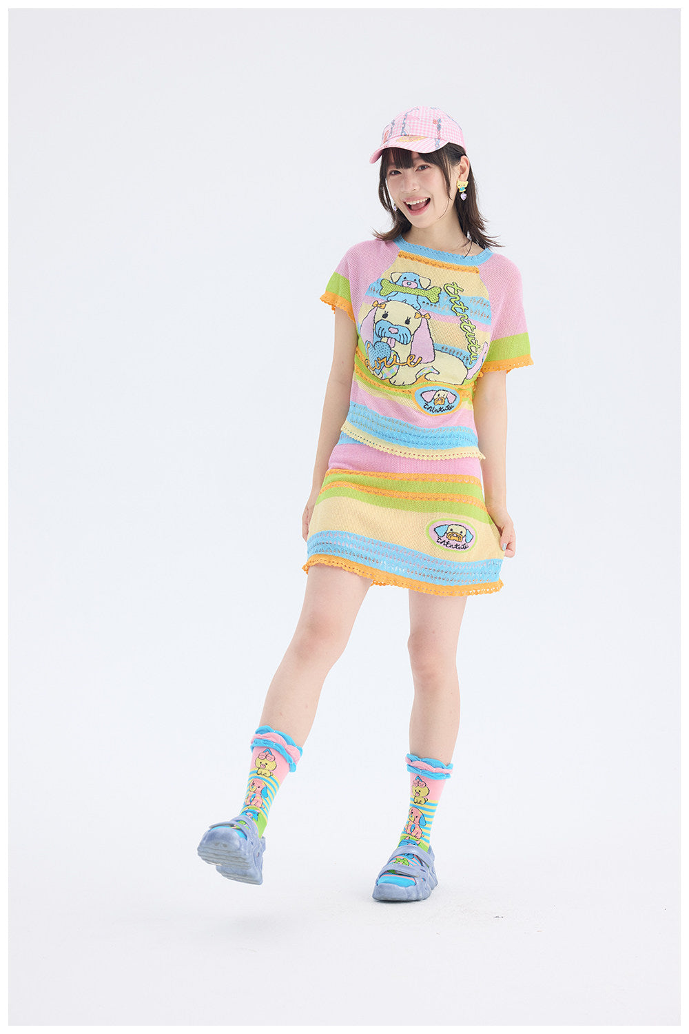 tntntutu - Colorful Dog Knit Set | Kidcore Fairy Kei Harajuku Two Piece Outfit set tntntutu