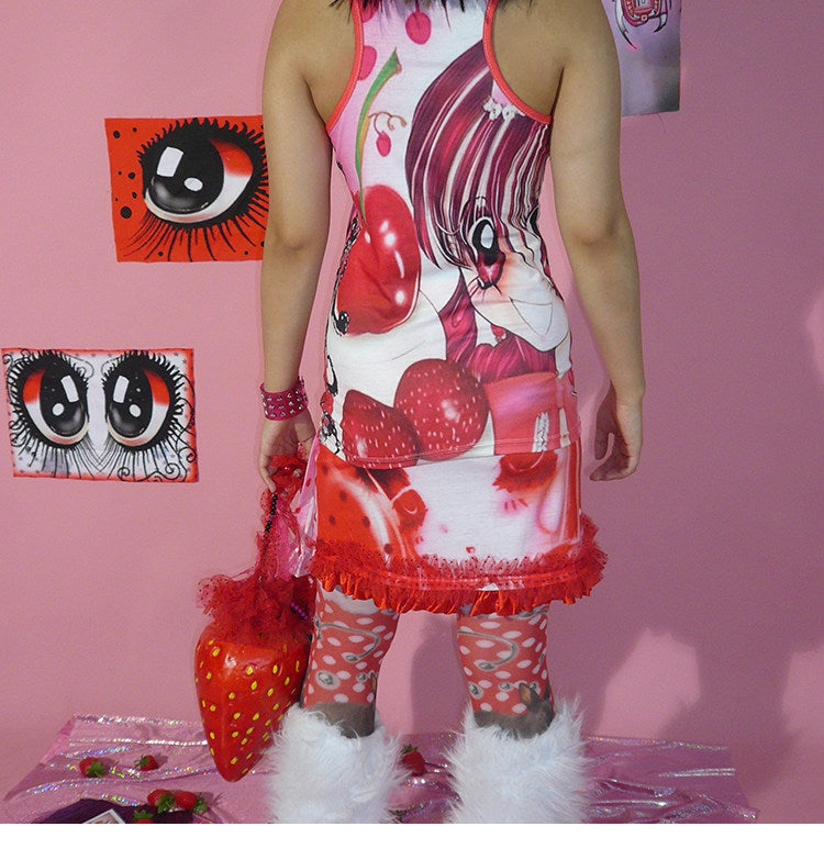 ki00bi00 - Strawberry Dreamcore Fitted Tank camisole ki00bi00