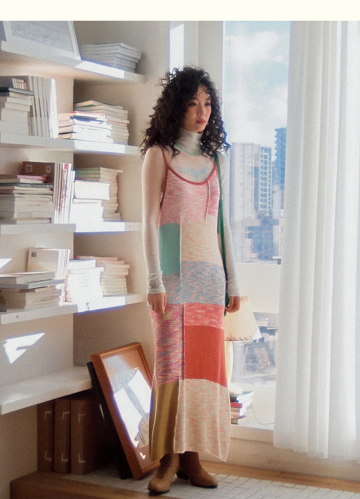 Chemical Girl - Girly Kawaii Color Block Knit Strap Dress dress chemical girl