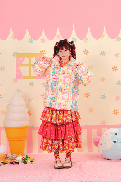 NIKKOU - Kawaii Two-Tone Cake Skirt Lolita skirt Nikkou home