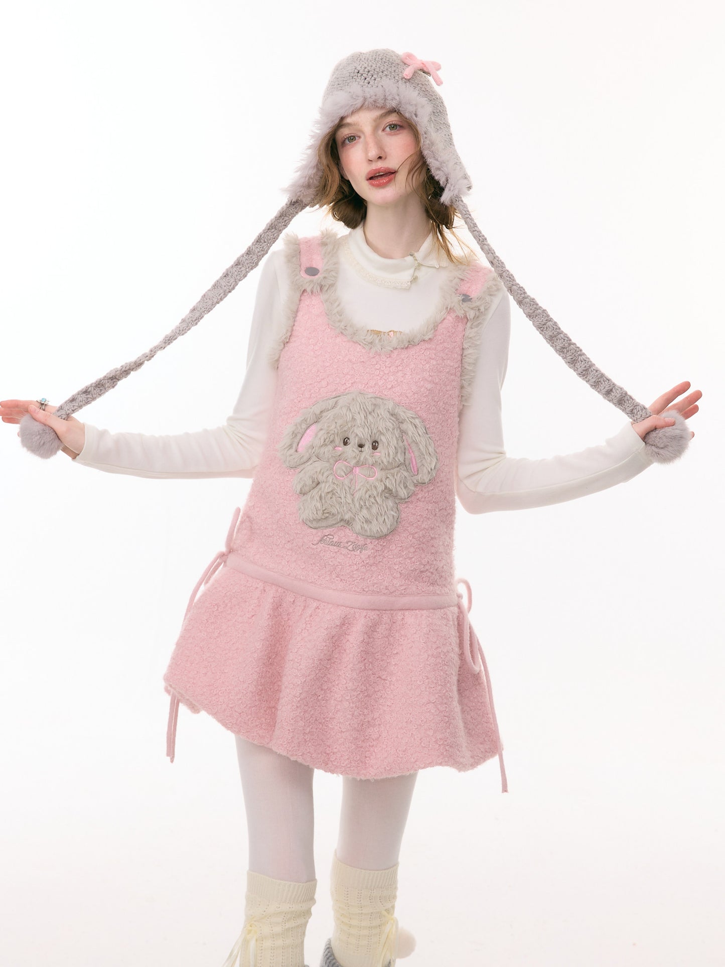 ziziFei - Girly Kei Plush Bunny Pocket Dress dress ziziFei