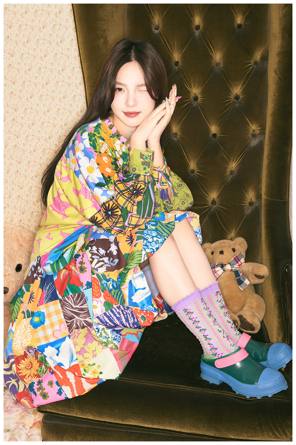 tntntutu - Patchwork Floral Bubble Midi Skirt skirt tntntutu
