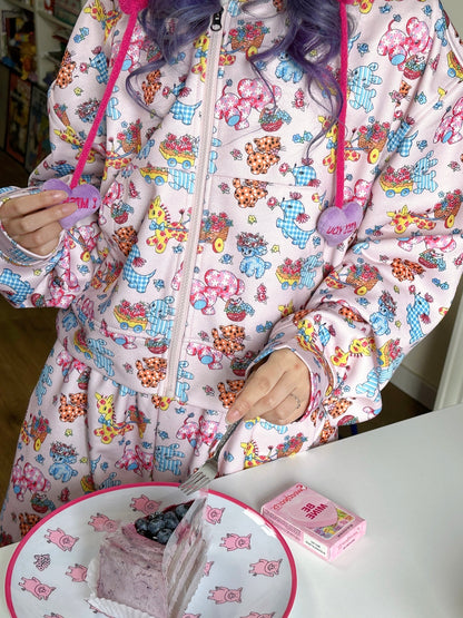 BunnyBunnyGun - Harajuku Vintage Animal Sweatshirt Pink Loose Fit hoodie bunnybunnygun