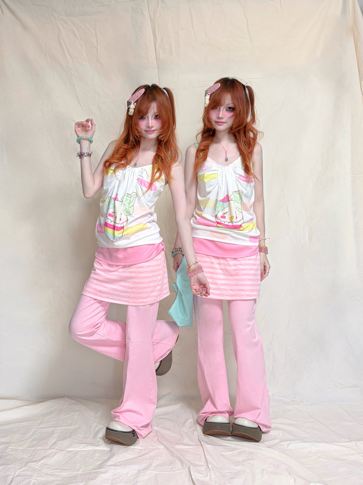 YJM with biubiu - Candy Cupcake Button Strap Cami camisole YJM with biubiu