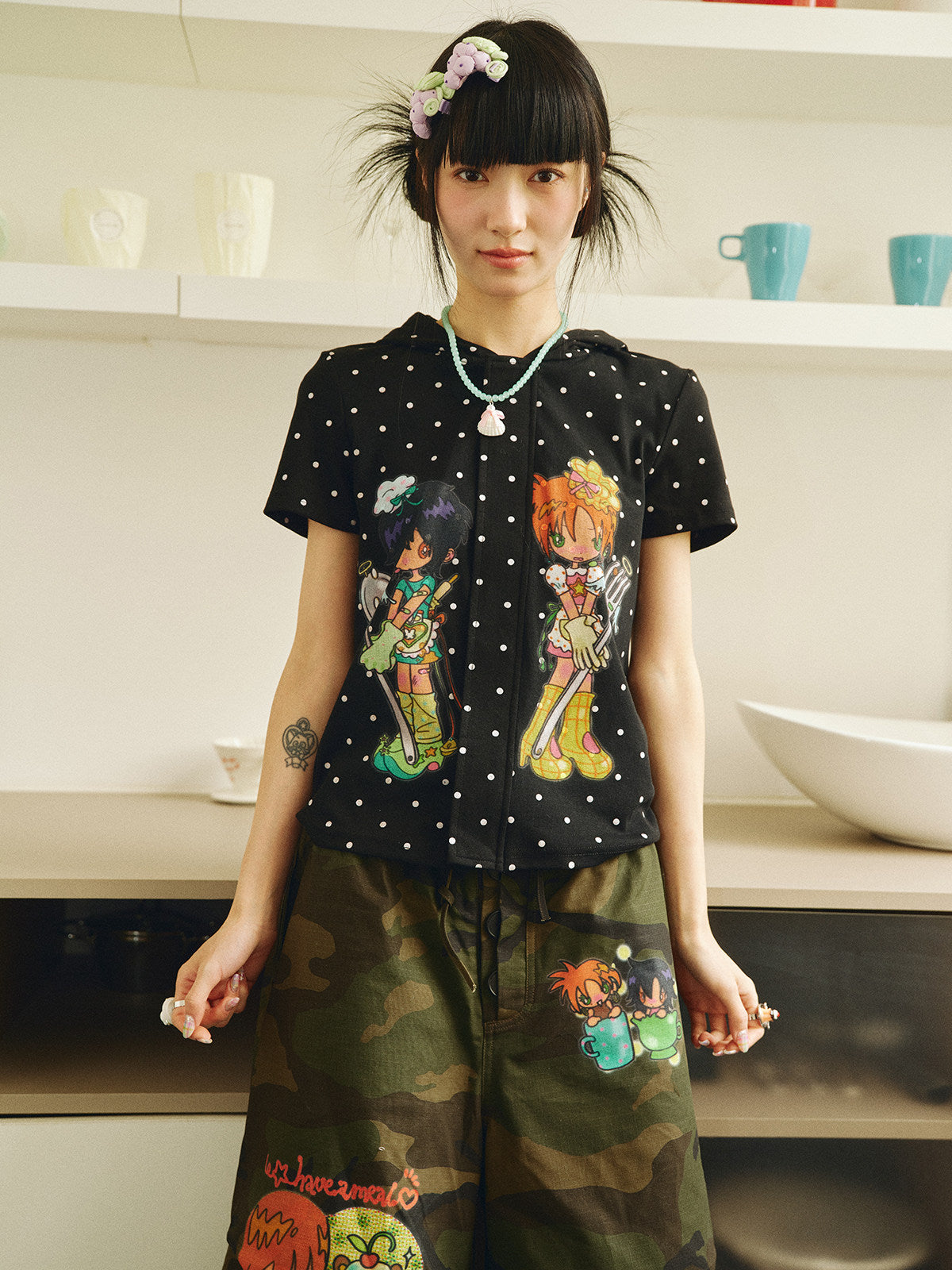 Have a Meal - Polka Dot Zip Hoodie Tee tshirt have a meal