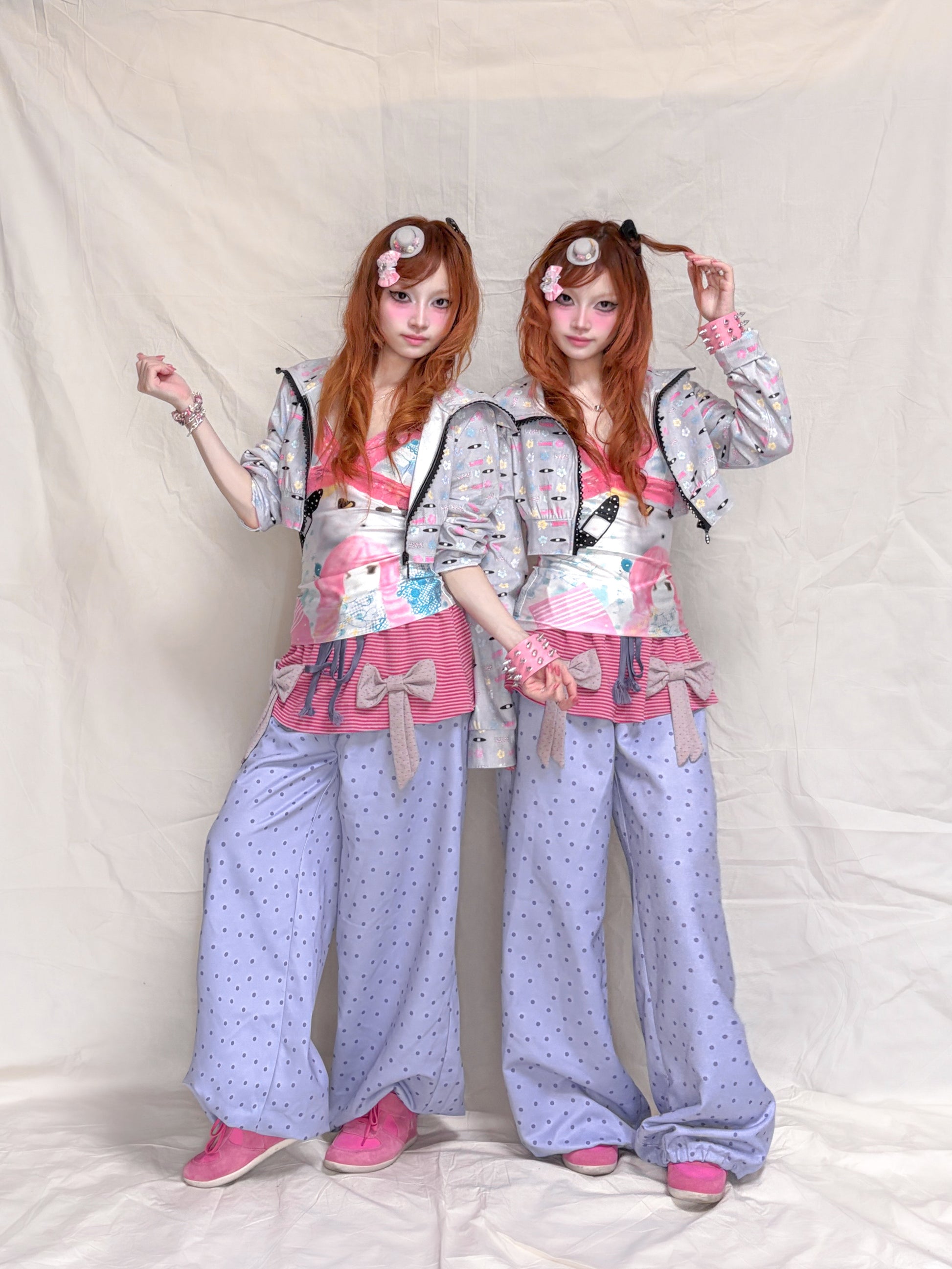 YJM with biubiu - Floral Rhinestone Zip Jacket jacket YJM with biubiu