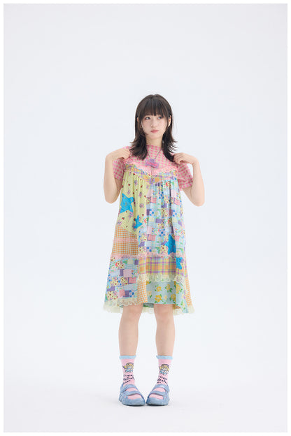 tntntutu - Patchwork Floral Star Lace Dress | Kawaii Harajuku Vintage Summer Dress dress tntntutu