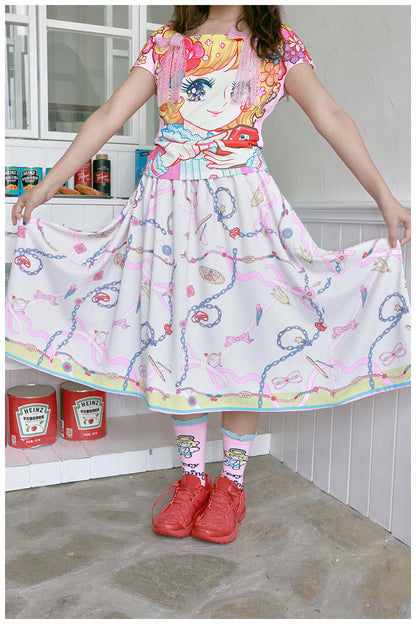 tntntutu Kawaii Pink Scarf Skirt | Harajuku Flowing Summer Bow Skirt skirt tntntutu