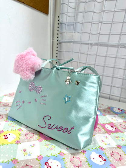 Salty Gummy - Y2K Kitty Rhinestone Satin Handbag Cute Shoulder Bag bag Salty Gummy