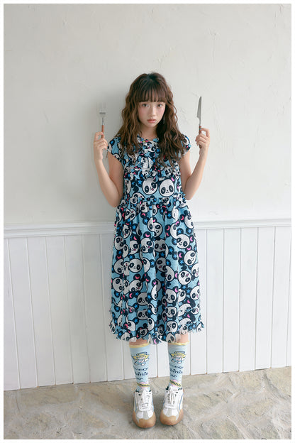 tntntutu Cute Summer Bubble Dress | Harajuku Blue Panda Dress dress tntntutu