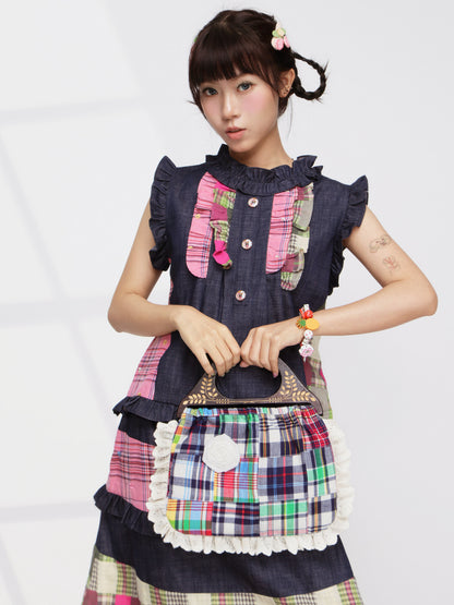 FRUITS - Plaid Patchwork Handbag bag Fruits